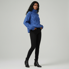 Women's Cable Knit Turtleneck Sweater with Relaxed Fit