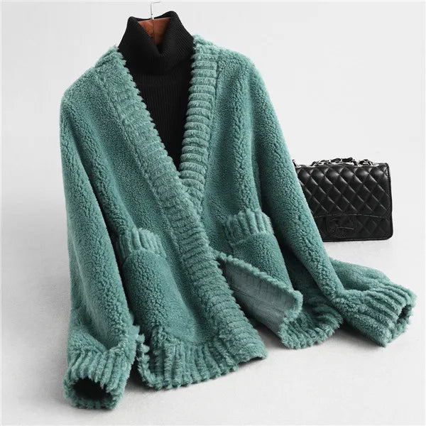 Women's Chunky Open Front Cardigan with Patch Pockets