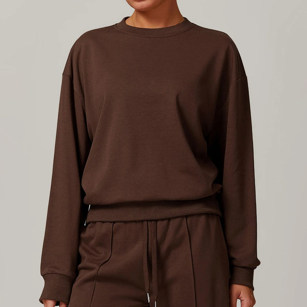 Women's Crewneck Sweatshirt and Pants Lounge Set - Espresso Brown