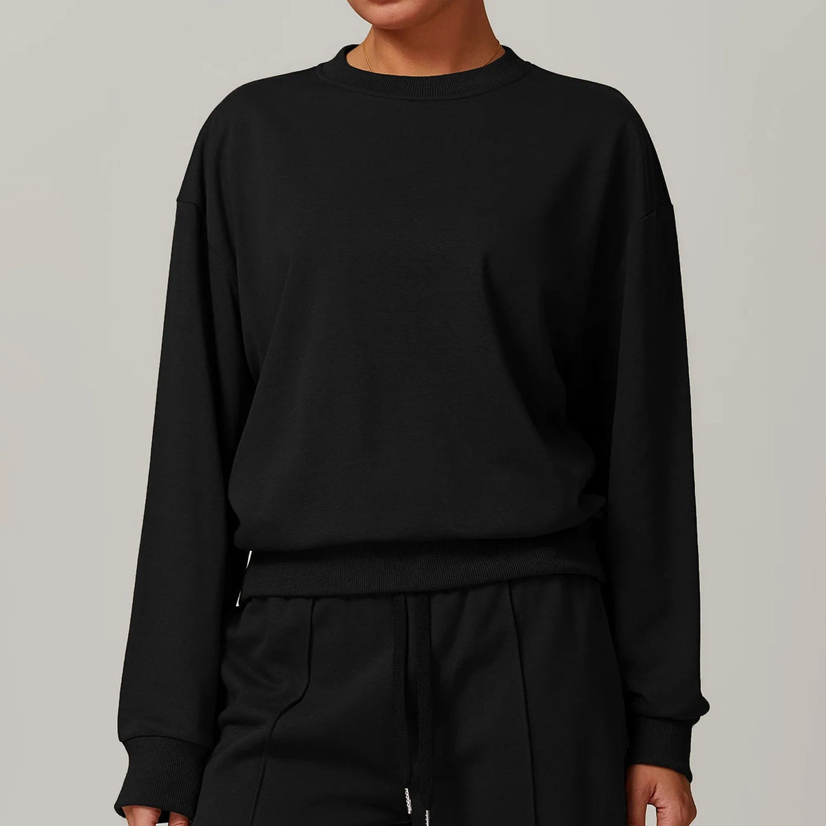 Women's Crewneck Sweatshirt and Pants Lounge Set - Charcoal
