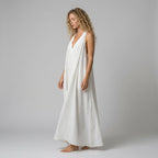 Women's Crinkle Halter Maxi Dress with Deep V-Neck