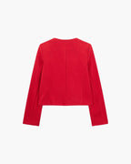 Women's Cropped Collarless Blazer with Patch Pockets