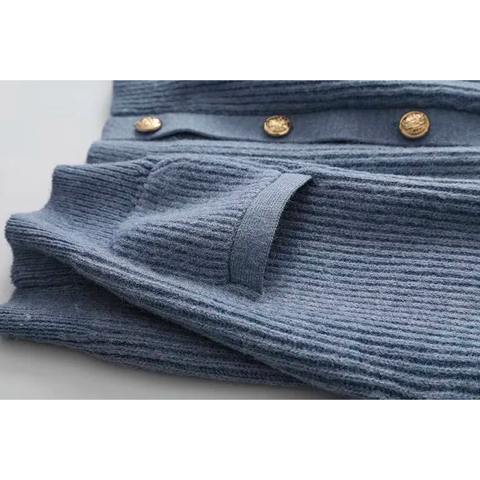 Women's Cropped Knit Cardigan with Gold-Tone Buttons