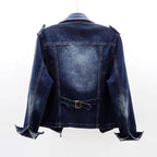 Women's Denim Moto Jacket with Asymmetric Zip Front