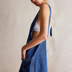 Women's Denim Overall Dress with Front Pockets
