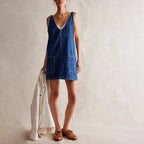Women's Denim Overall Dress with Front Pockets