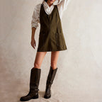 Women's Denim Overall Dress with Front Pockets
