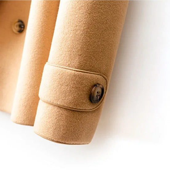 Women's Double-Breasted Pea Coat with Notched Lapels
