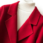 Women's Double-Breasted Pea Coat with Notched Lapels