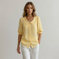 Women's Embroidered Blouse with Peter Pan Collar - Buttercup