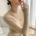 Women's Fitted Mock Neck Sweater with Long Sleeves - Beige