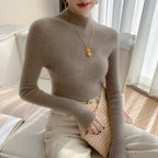 Women's Fitted Mock Neck Sweater with Long Sleeves