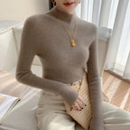 Women's Fitted Mock Neck Sweater with Long Sleeves