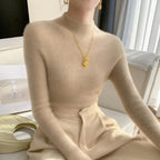 Women's Fitted Mock Neck Sweater with Long Sleeves