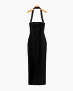 Women's Halter Neck Slim Maxi Dress with Square Neckline