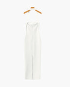 Women's Halter Neck Slim Maxi Dress with Square Neckline