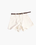 Women's High Waist Wide Leg Tailored Shorts with Pleats - White
