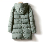 Women's Hooded Long Puffer Coat with Channel Quilting