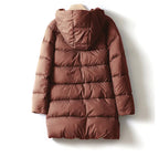 Women's Hooded Long Puffer Coat with Channel Quilting