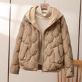 Women's Hooded Puffer Jacket with Cloud Quilting - Khaki