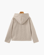 Women's Hooded Zip Coat in Brushed Wool-Look Fabric - Beige