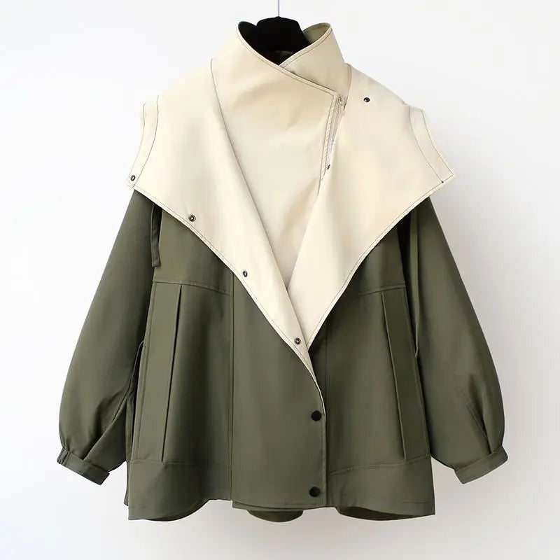 Women's Layered Utility Jacket with Contrast Front Panel