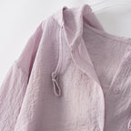 Women's Lightweight Hooded Button-Down Shirt with Drawstring