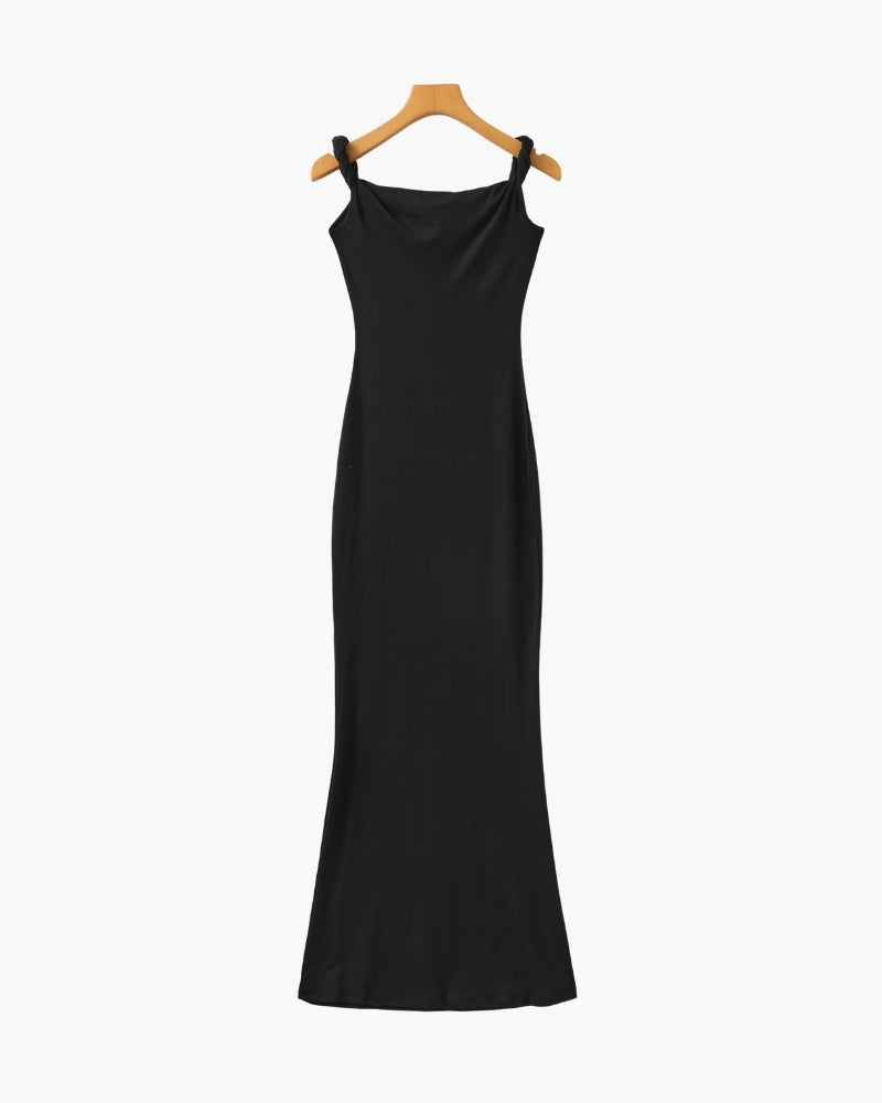 Women's One-Shoulder Bodycon Maxi Dress with Fishtail Hem