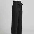 Women's Paperbag Waist Wide Leg Pants with Tie Belt