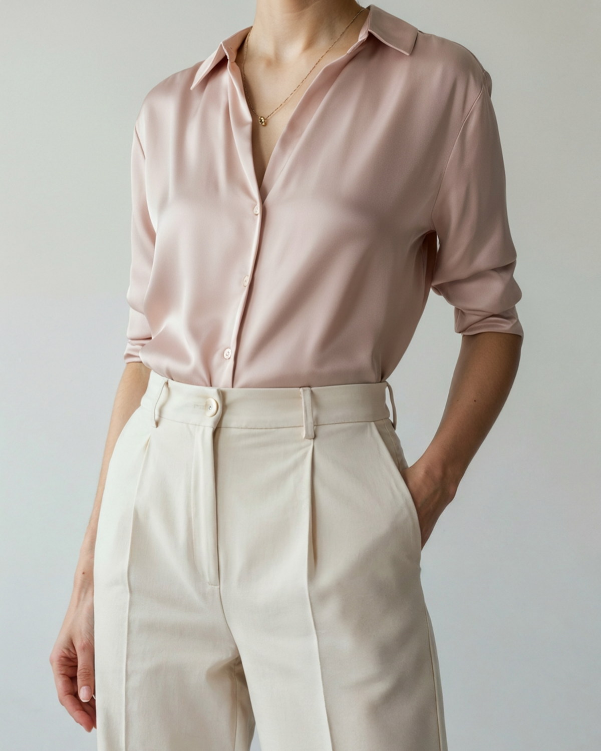 Women's Relaxed Satin-Look Shirt with Short Sleeves
