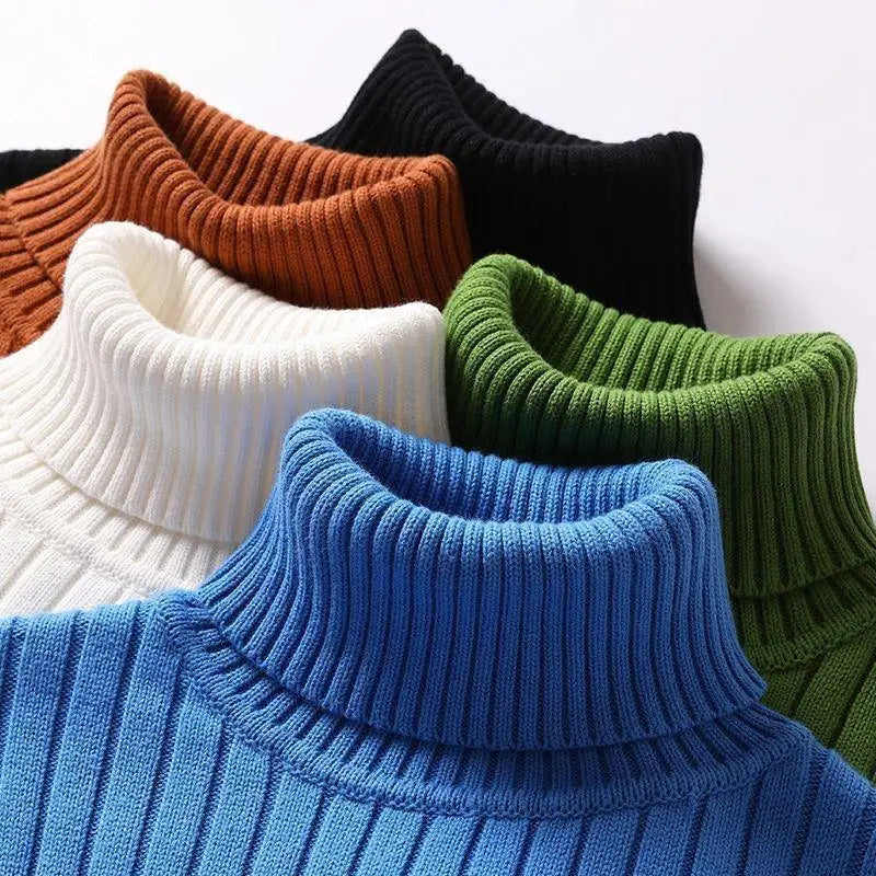 Women's Ribbed Turtleneck Sweater with Long Sleeves