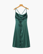 Women's Satin Cowl Neck Slip Dress with Adjustable Straps
