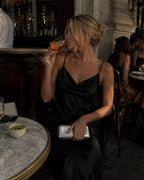 Women's Satin Cowl Neck Slip Dress with Adjustable Straps