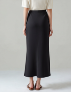 Women's Satin-Look Midi Skirt with Elasticated Waist