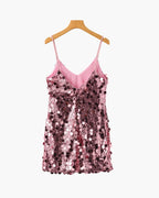 Women's Sequin Mini Dress with Spaghetti Straps