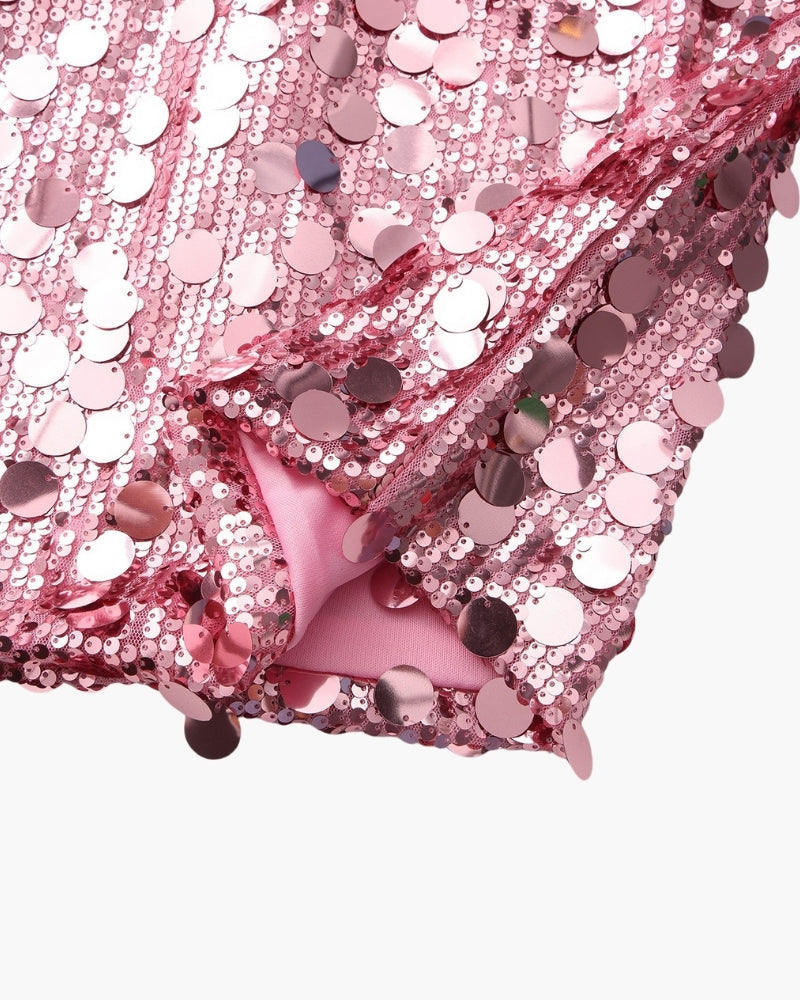 Women's Sequin Mini Dress with Spaghetti Straps