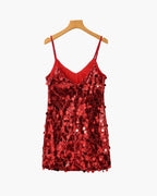 Women's Sequin Mini Dress with Spaghetti Straps
