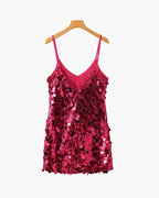 Women's Sequin Mini Dress with Spaghetti Straps
