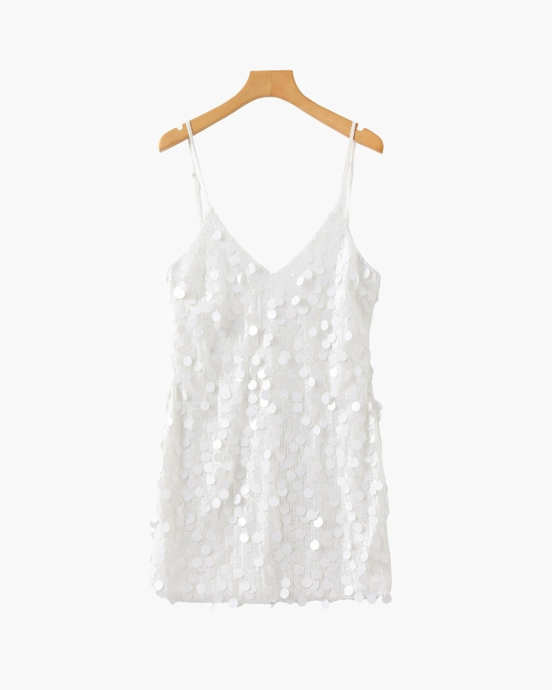 Women's Sequin Mini Dress with Spaghetti Straps