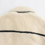 Women's Sherpa Coat with Contrast Piping and Buckle Tabs