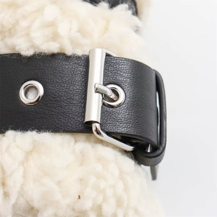 Women's Sherpa Coat with Contrast Piping and Buckle Tabs