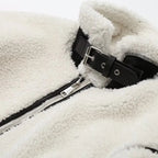 Women's Sherpa Coat with Contrast Piping and Buckle Tabs