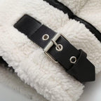 Women's Sherpa Coat with Contrast Piping and Buckle Tabs