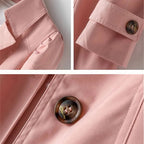 Women's Single-Breasted Long Coat with Notched Collar