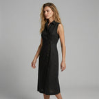 Women's Sleeveless Button Front Maxi Dress with Collar