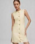 Women's Sleeveless Mini Dress with Wavy Button Placket