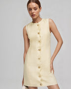 Women's Sleeveless Mini Dress with Wavy Button Placket
