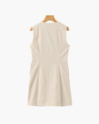 Women's Sleeveless Mini Dress with Wavy Button Placket