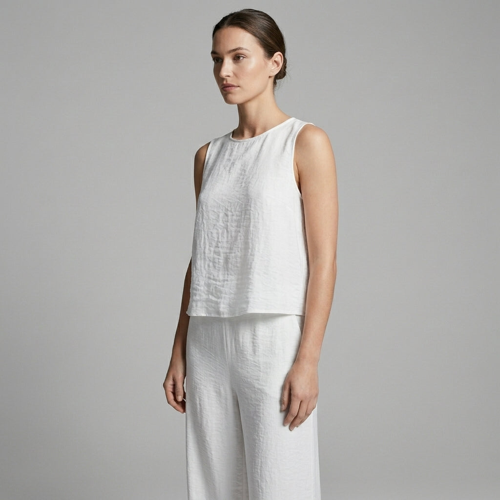 Women's Sleeveless Top and Wide Leg Pants Two-Piece Set