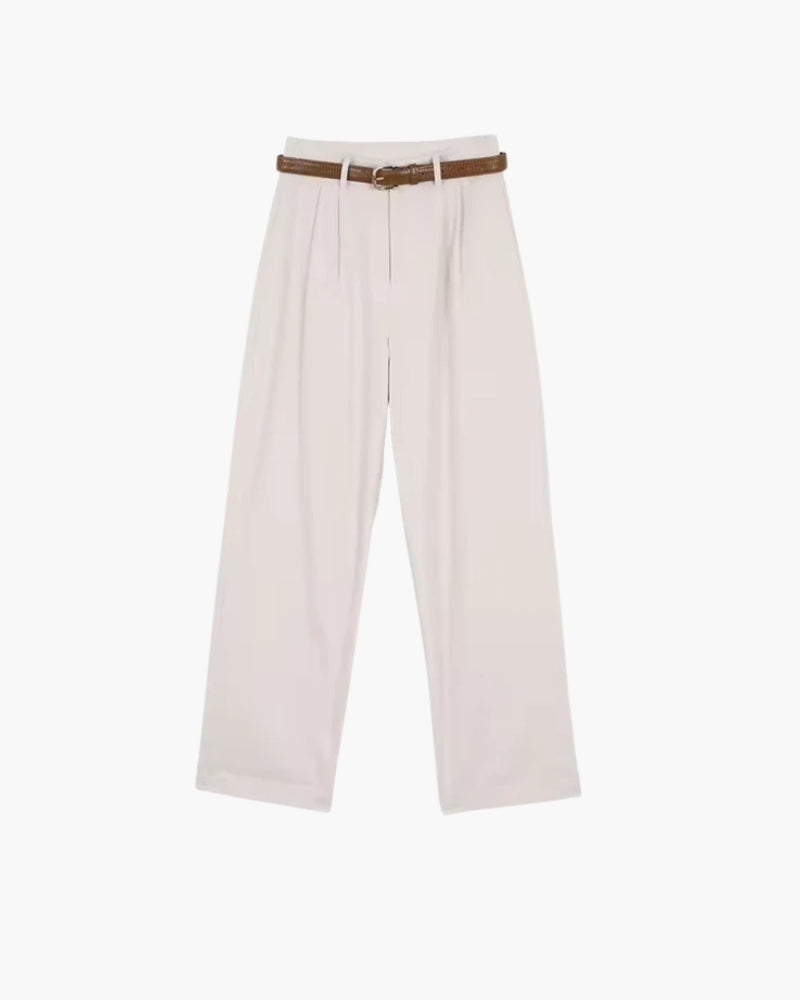 Women's Straight Cut Cropped Trousers with Belt Loops